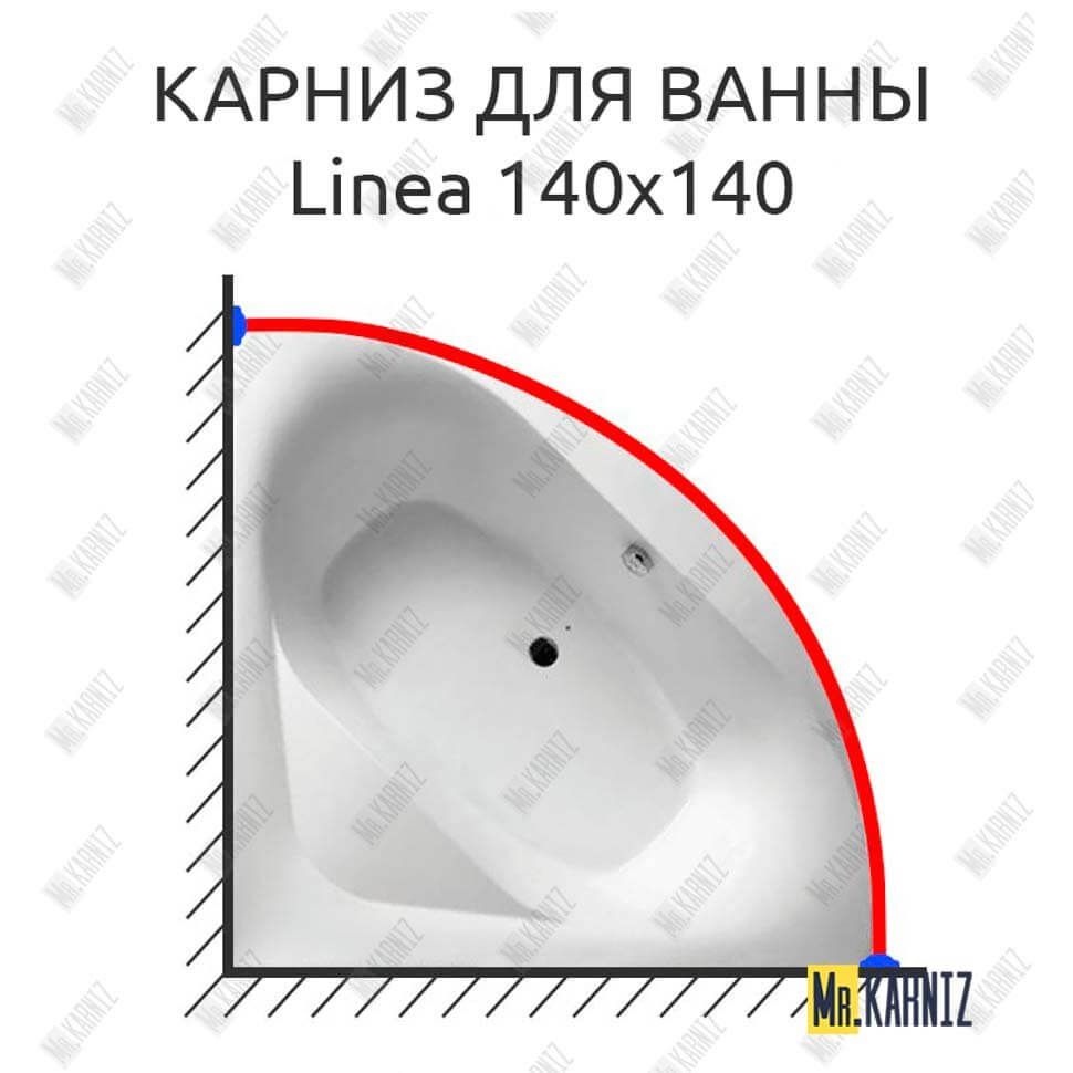 Карниз для ванны Balteco Linea 140х140 Усиленный 25 мм MrKARNIZ